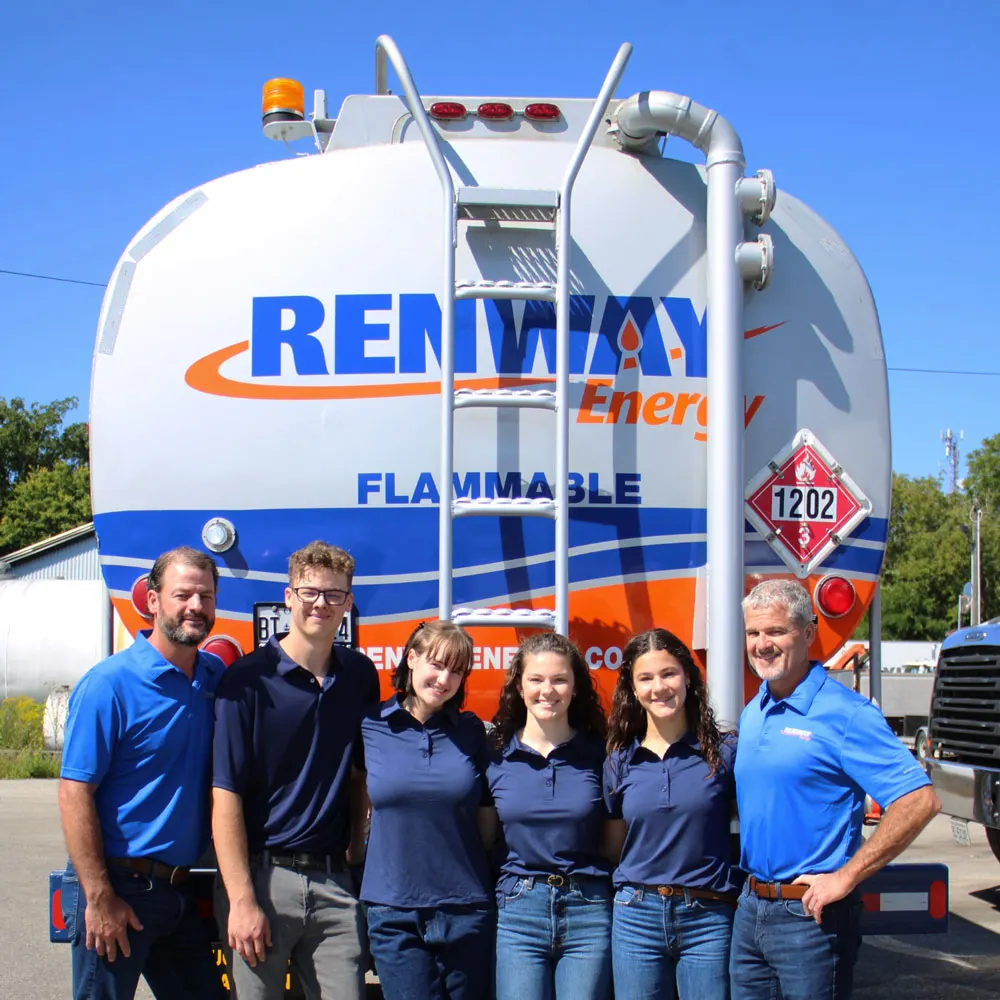 Members of the Renway team standing in front of a Renway Energy tanker truck